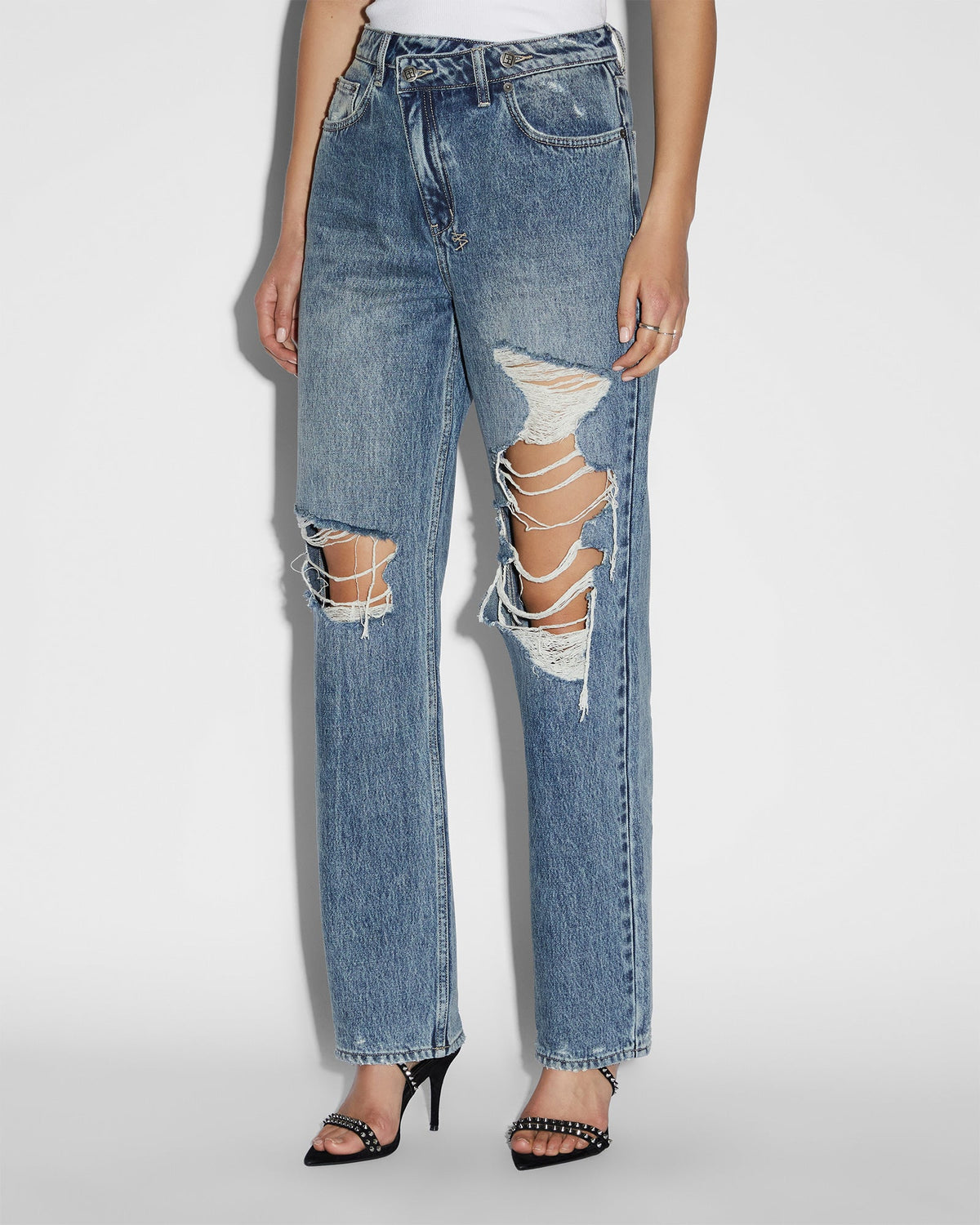 Womens Relax Jean Overkast Trashed Relaxed Denim Jeans - Denim