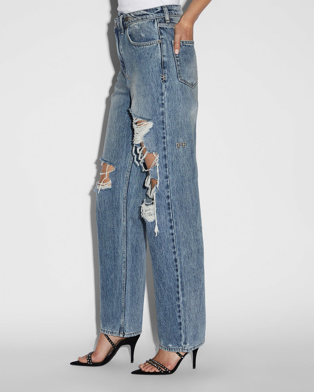 Womens Relax Jean Overkast Trashed Relaxed Denim Jeans - Denim