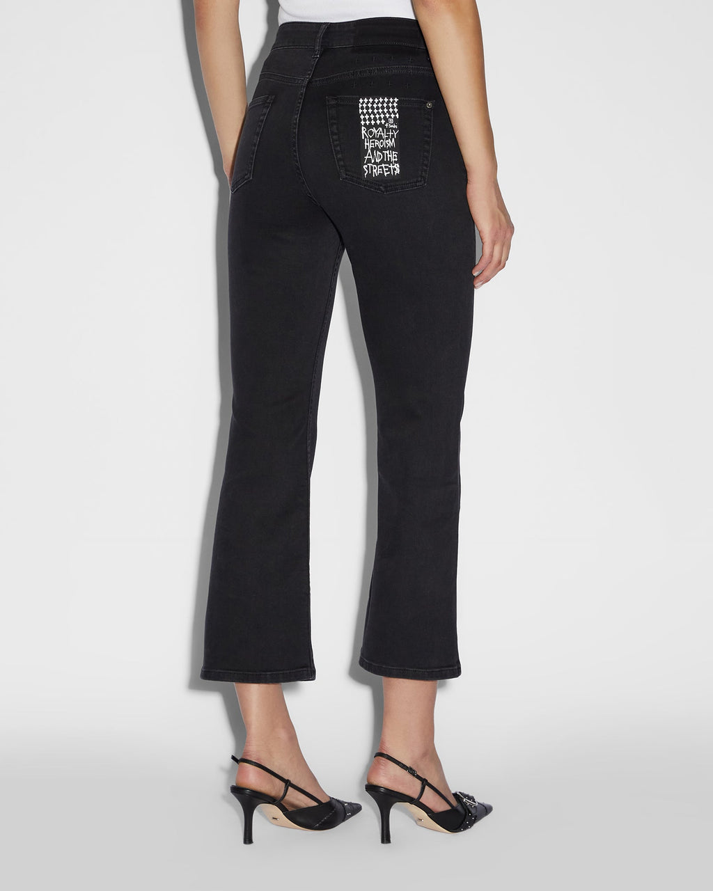 Womens Soho Crop Stealth Flare Denim Jeans - Black