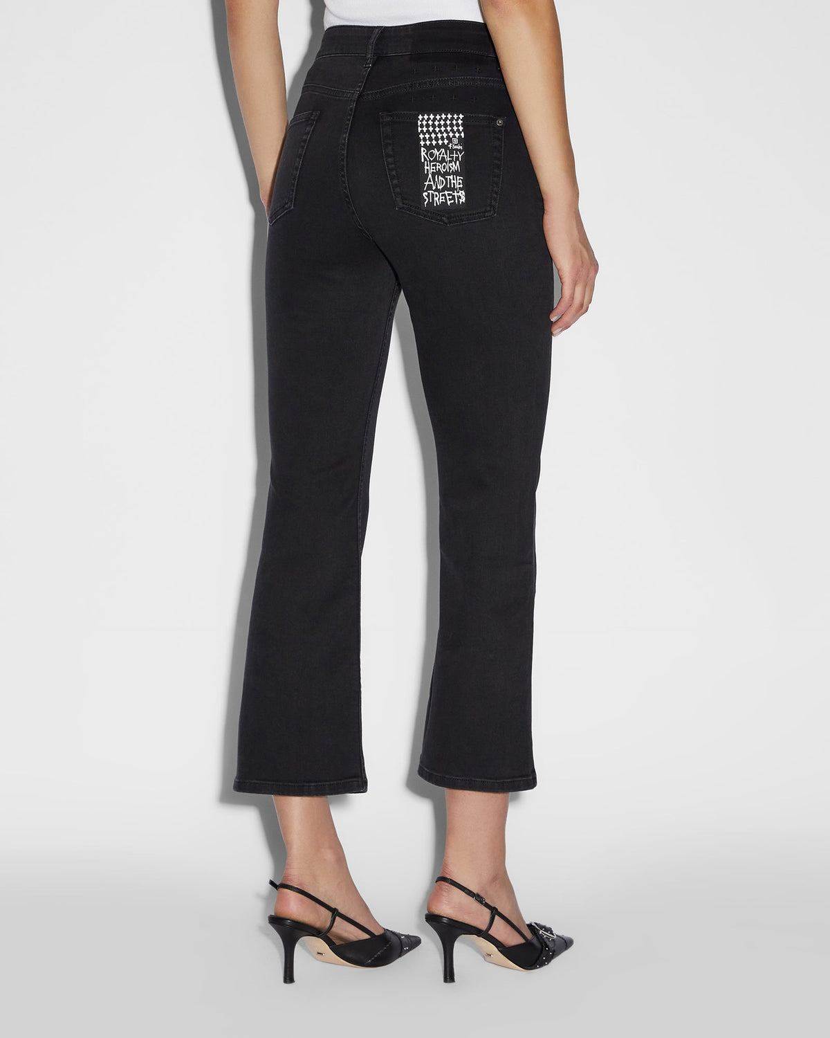 Womens Soho Crop Stealth Flare Denim Jeans - Black