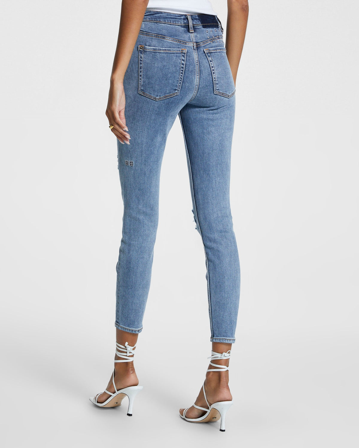 Womens Spray On Exposed Haven Skinny Denim Jeans - Denim