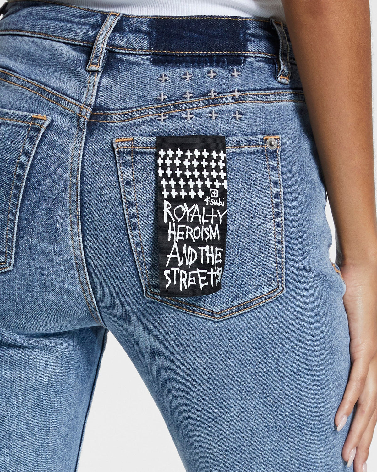 Womens Spray On Exposed Haven Skinny Denim Jeans - Denim