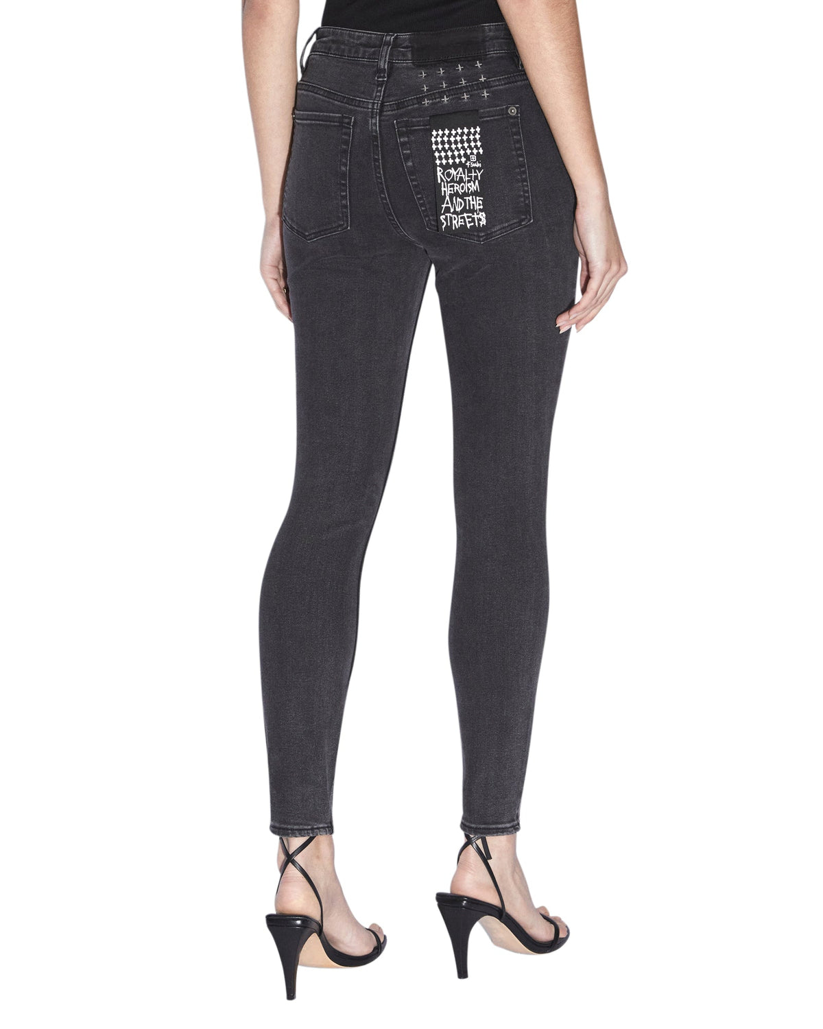 Womens Spray On Hell Cat Ripped Skinny Denim Jeans - Black