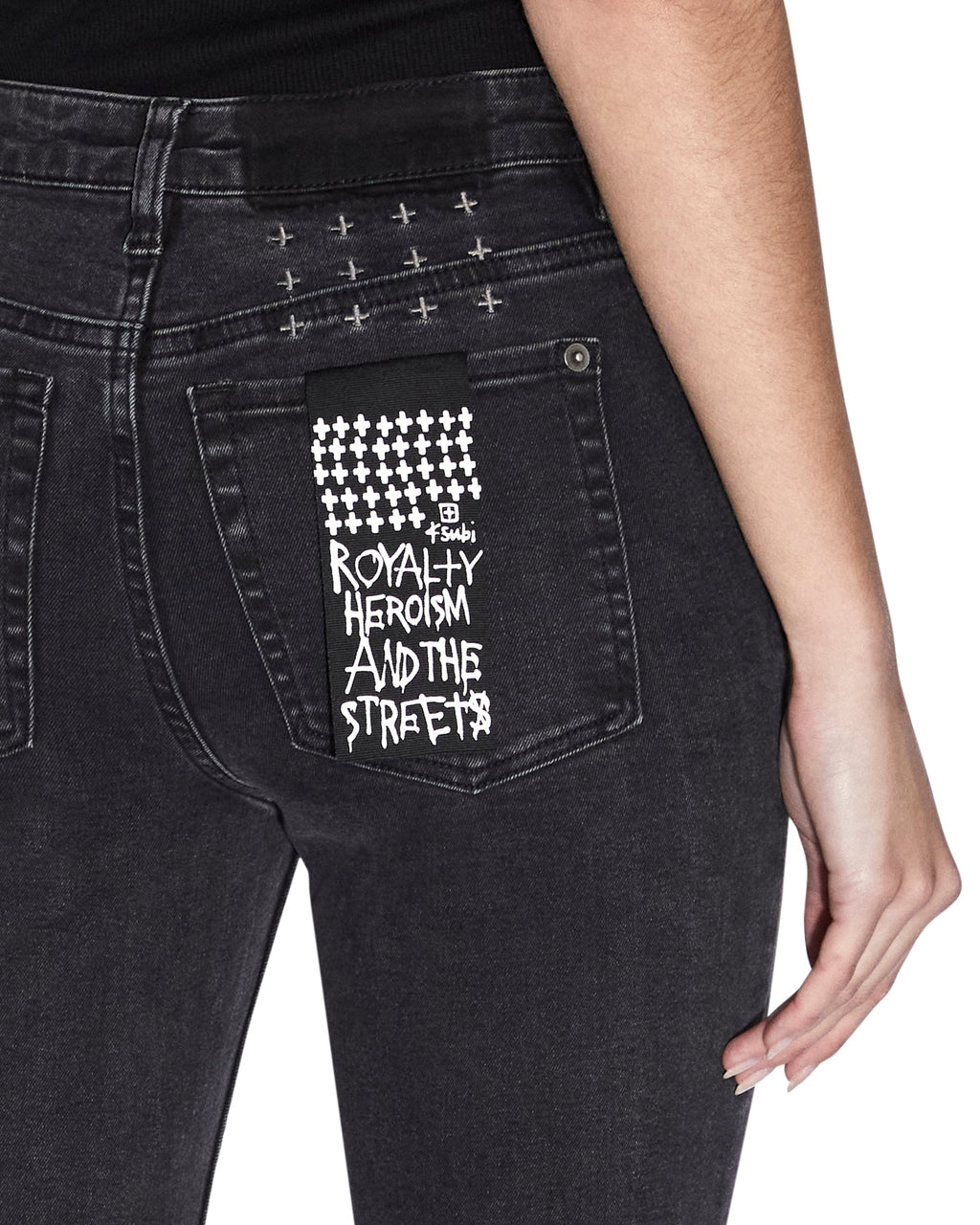 Womens Spray On Hell Cat Ripped Skinny Denim Jeans - Black