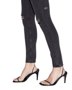 Womens Spray On Hell Cat Ripped Skinny Denim Jeans - Black