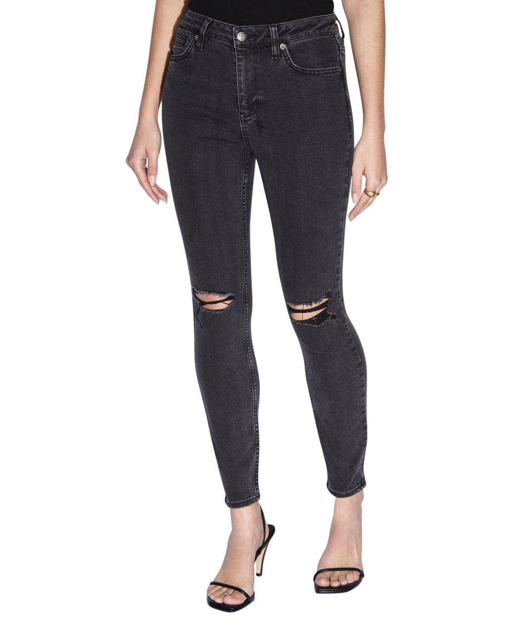 Womens Spray On Hell Cat Ripped Skinny Denim Jeans - Black