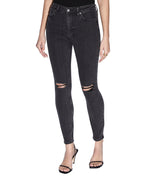 Womens Spray On Hell Cat Ripped Skinny Denim Jeans - Black