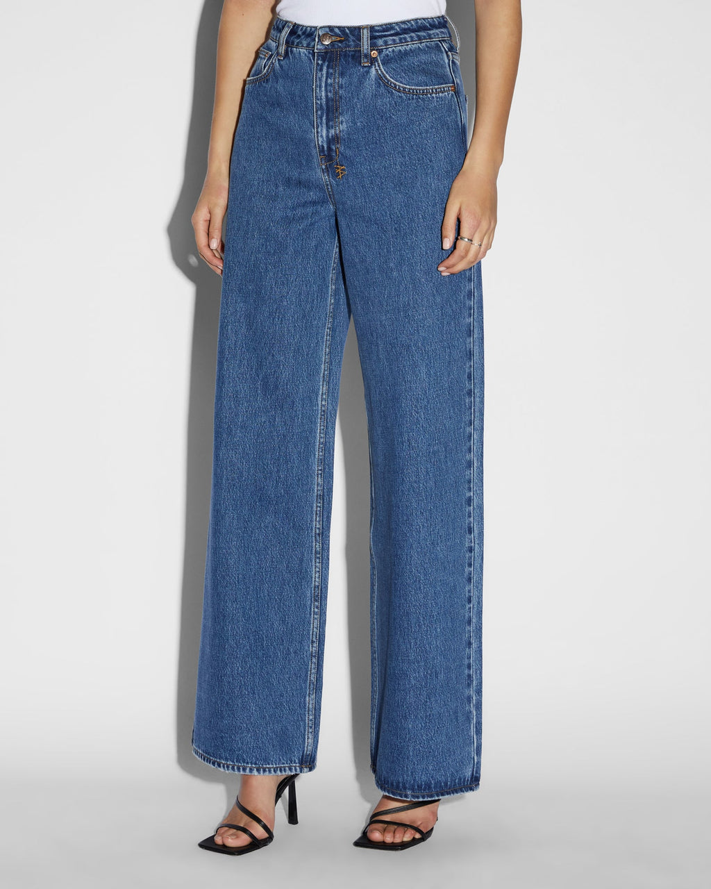 Womens Strider Moody Wide Denim Jeans - Denim