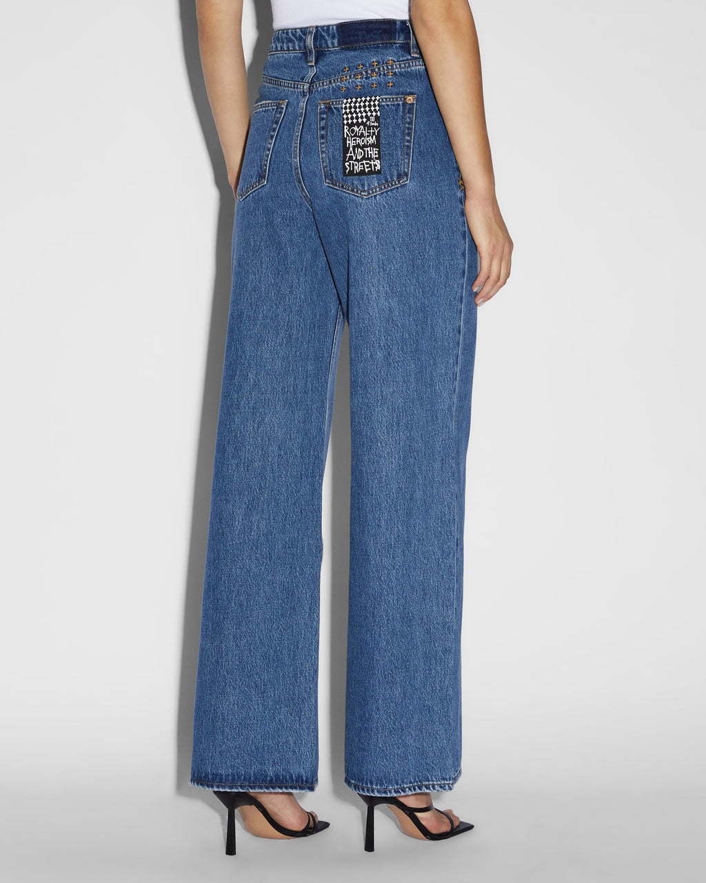 Womens Strider Moody Wide Denim Jeans - Denim