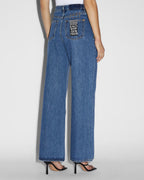 Womens Strider Moody Wide Denim Jeans - Denim