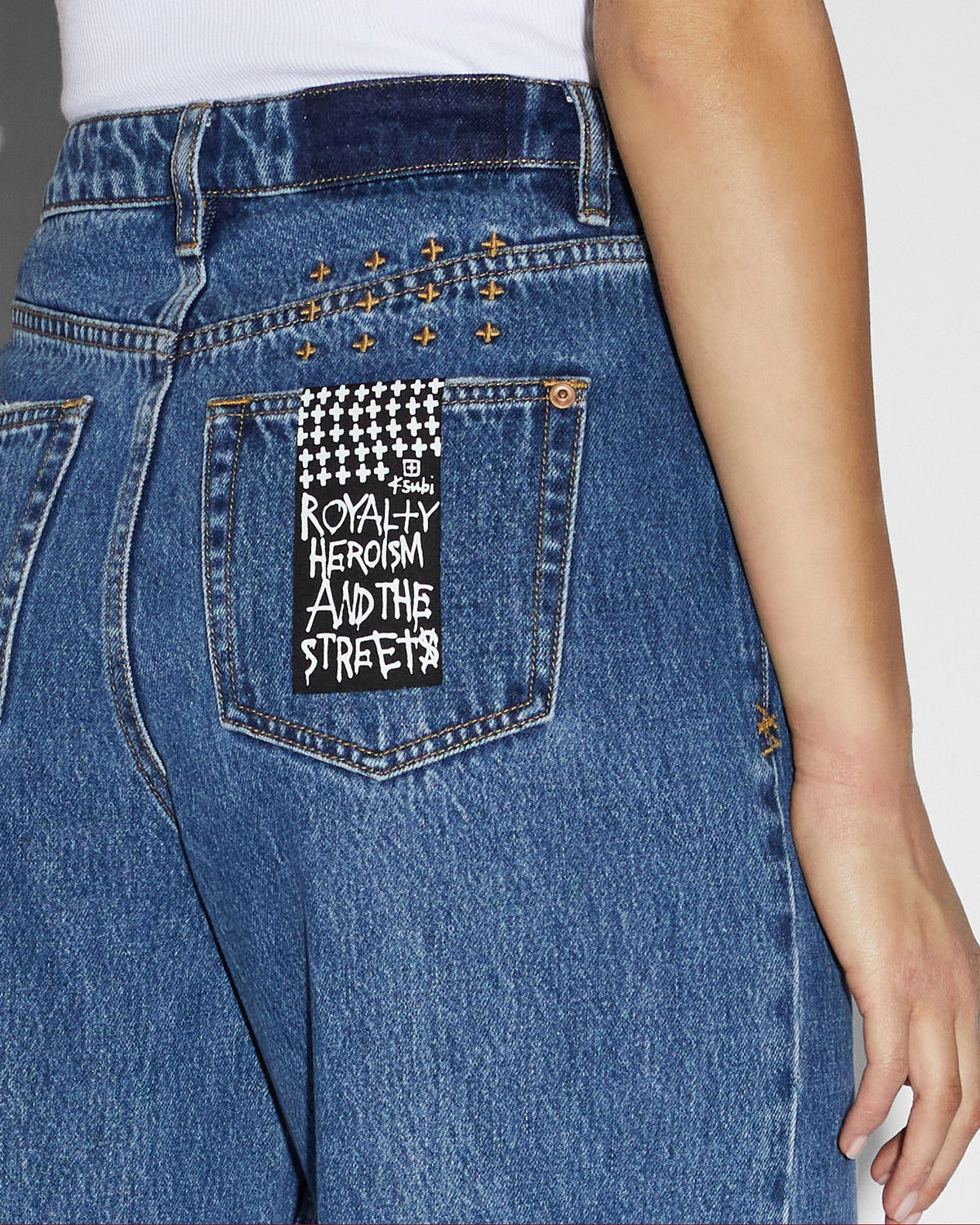 Womens Strider Moody Wide Denim Jeans - Denim