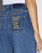 Womens Strider Moody Wide Denim Jeans - Denim
