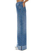 Womens Strider Tidal Cuffed Wide Denim Jeans - Denim