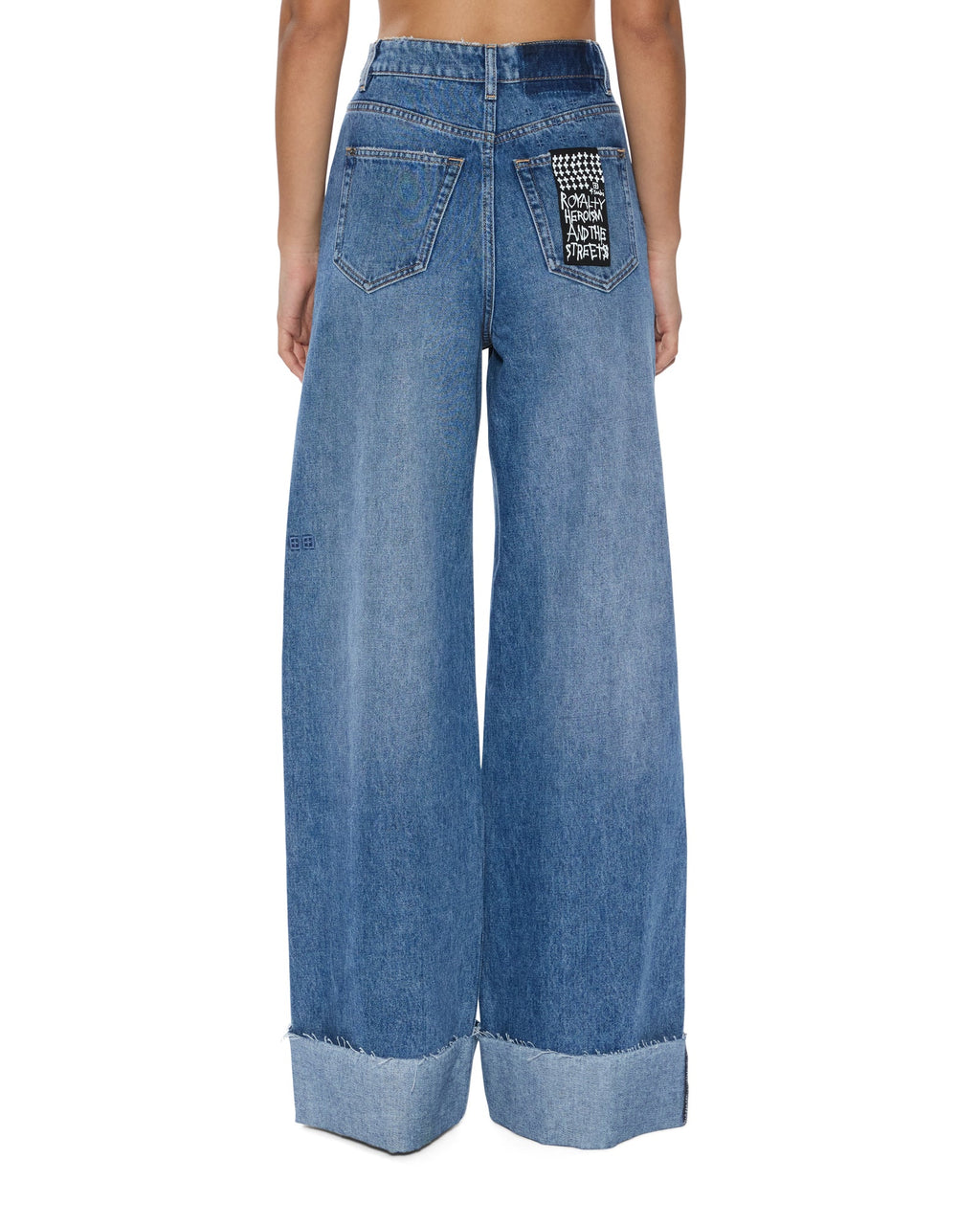 Womens Strider Tidal Cuffed Wide Denim Jeans - Denim