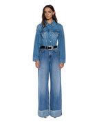 Womens Strider Tidal Cuffed Wide Denim Jeans - Denim