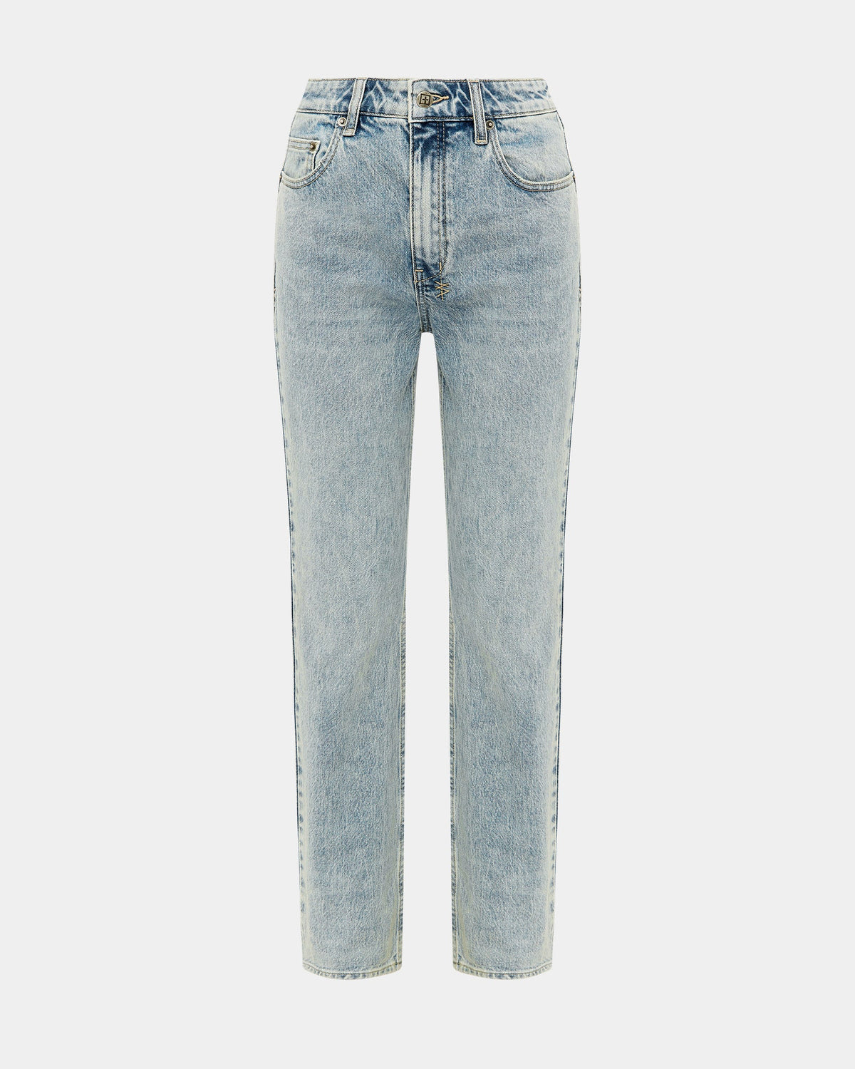 Womens Straight Up Worn Slim Straight Denim Jeans - Denim