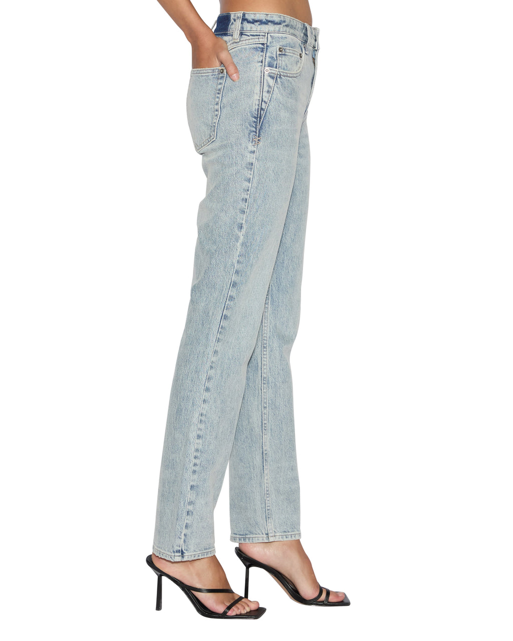 Womens Straight Up Worn Slim Straight Denim Jeans - Denim