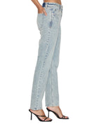 Womens Straight Up Worn Slim Straight Denim Jeans - Denim