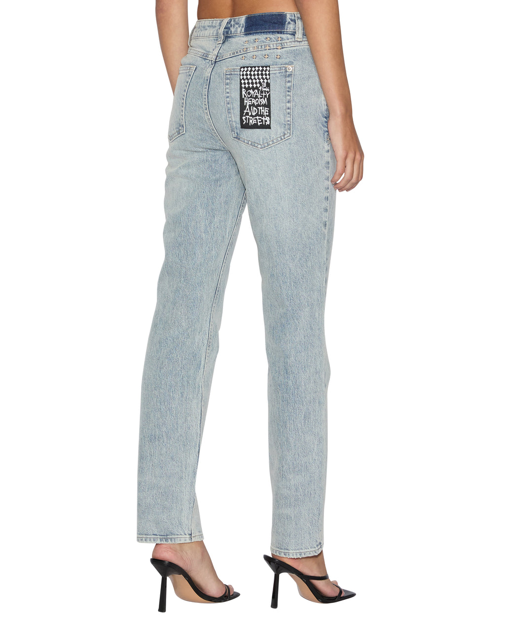 Womens Straight Up Worn Slim Straight Denim Jeans - Denim
