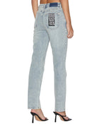 Womens Straight Up Worn Slim Straight Denim Jeans - Denim