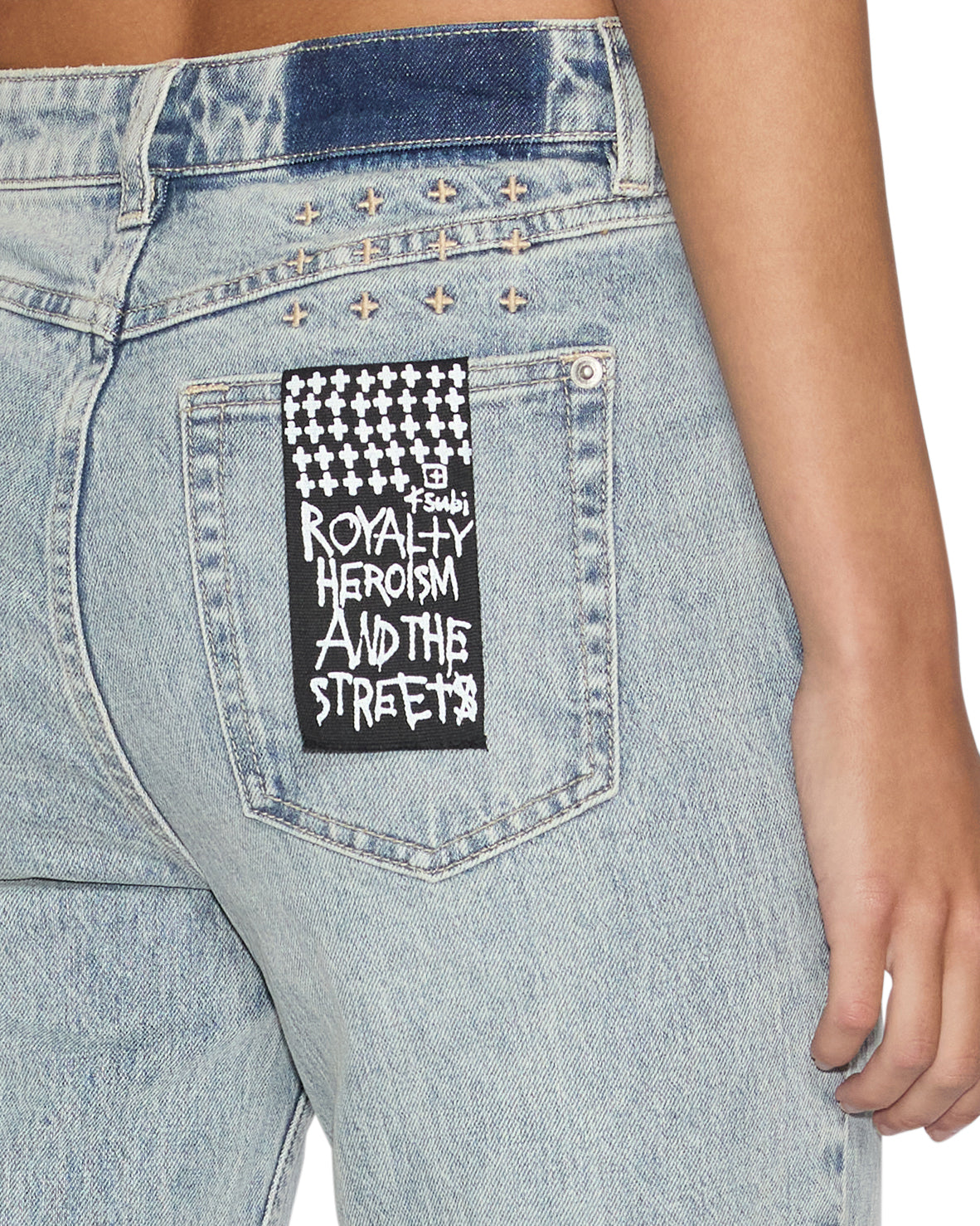 Womens Straight Up Worn Slim Straight Denim Jeans - Denim