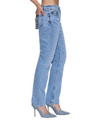 Womens The Moss Jean Mercer Blue Skinny Denim Jeans - Denim