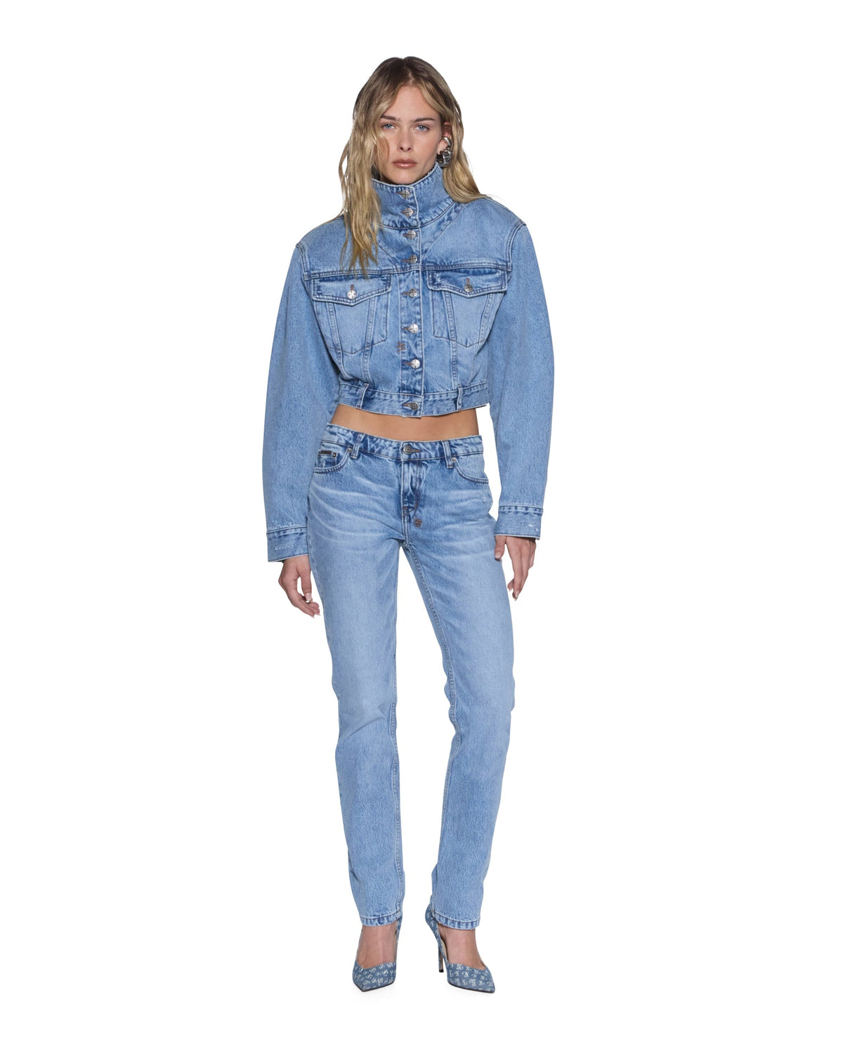 Womens The Moss Jean Mercer Blue Skinny Denim Jeans - Denim