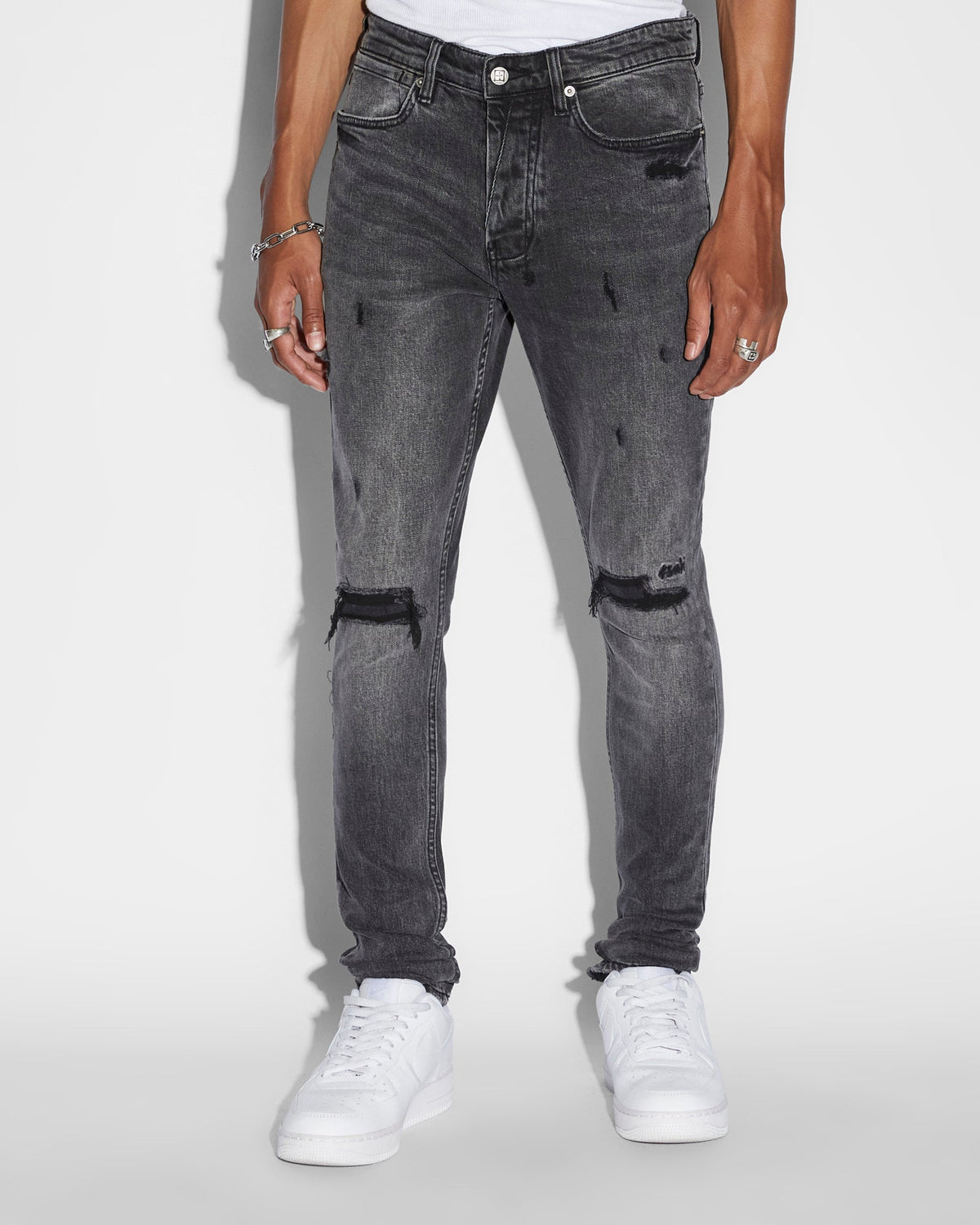 Mens Van Winkle Skribed Skinny Denim Jeans - Black