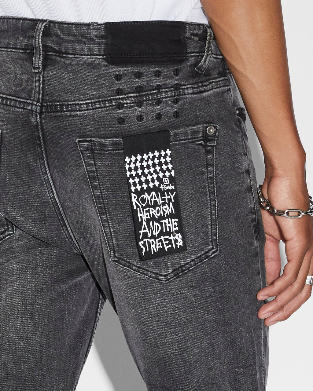 Mens Van Winkle Skribed Skinny Denim Jeans - Black