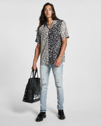 Mens Van Winkle Fire Patch Punk Blu Skinny Denim Jeans - Denim