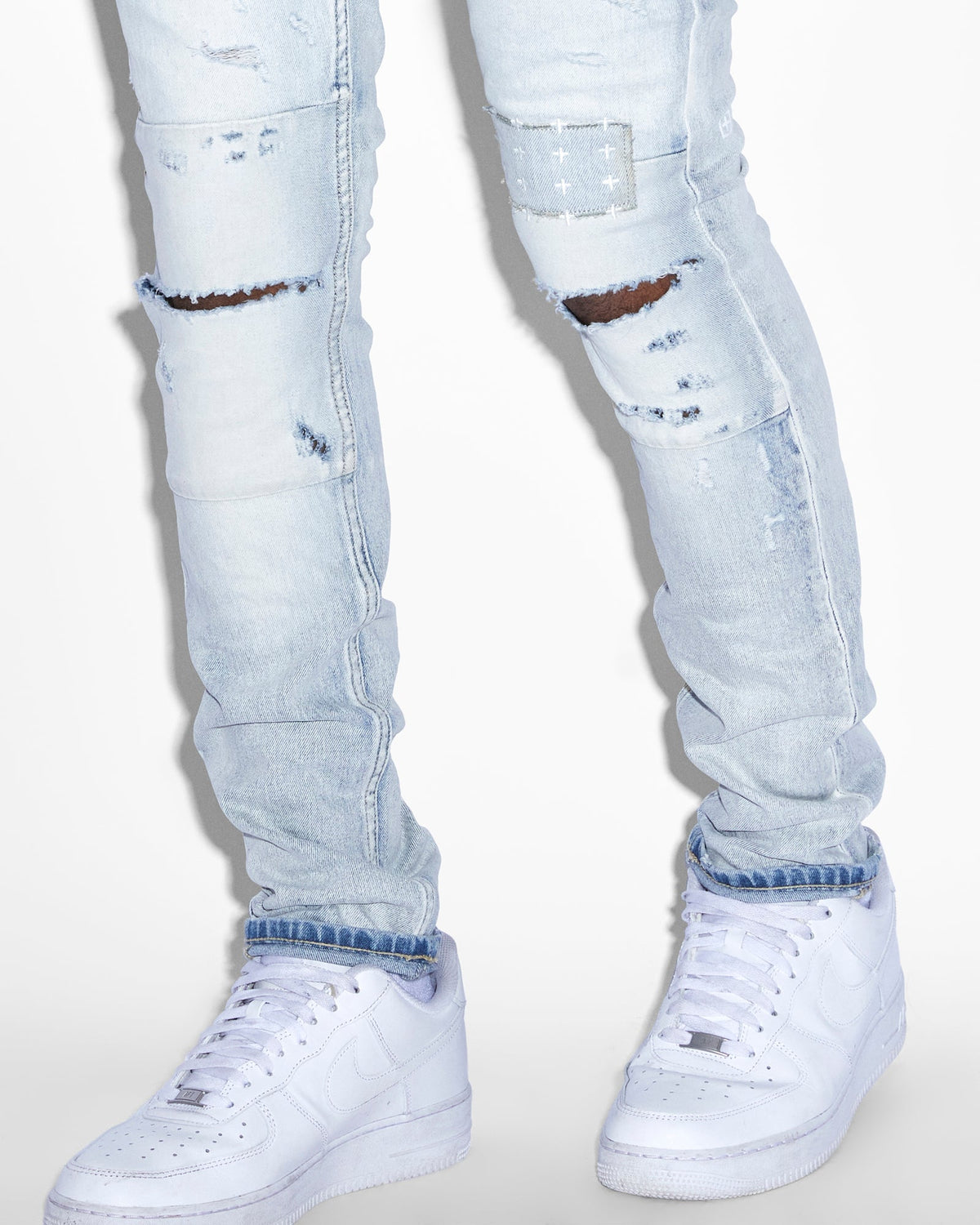 Mens Van Winkle 2 Tone Skinny Denim Jeans - Denim