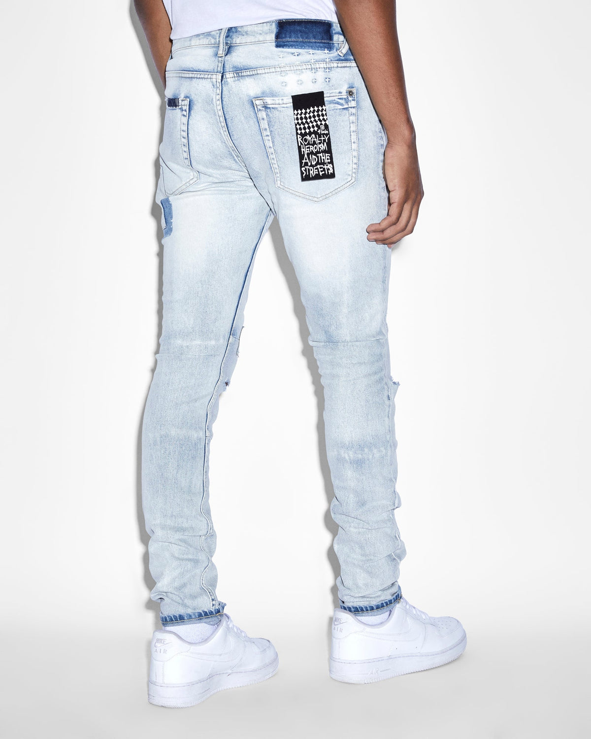 Mens Van Winkle 2 Tone Skinny Denim Jeans - Denim