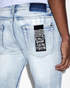 Mens Van Winkle 2 Tone Skinny Denim Jeans - Denim