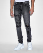 Mens Van Winkle Mash Up Skinny Denim Jeans - Black
