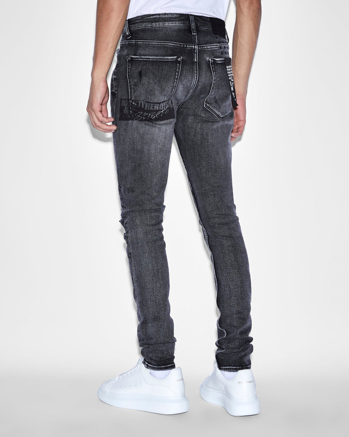 Mens Van Winkle Mash Up Skinny Denim Jeans - Black