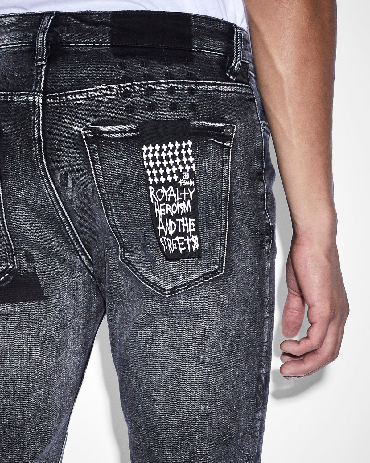 Mens Van Winkle Mash Up Skinny Denim Jeans - Black