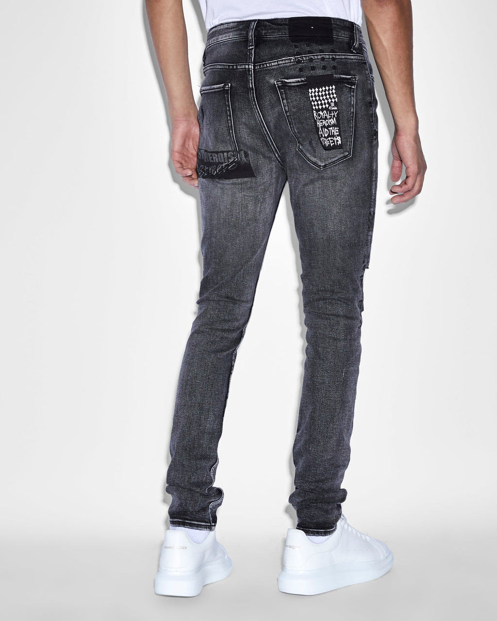 Mens Van Winkle Mash Up Skinny Denim Jeans - Black