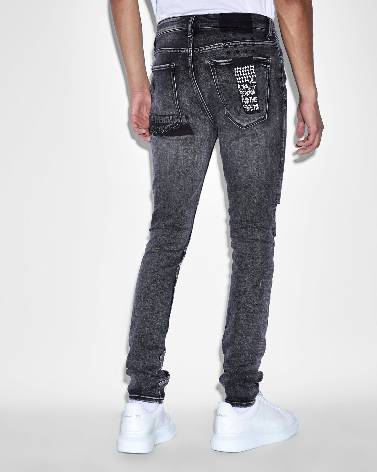 Mens Van Winkle Mash Up Skinny Denim Jeans - Black