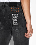 Mens Van Winkle Spray Out Orange Skinny Denim Jeans - Black