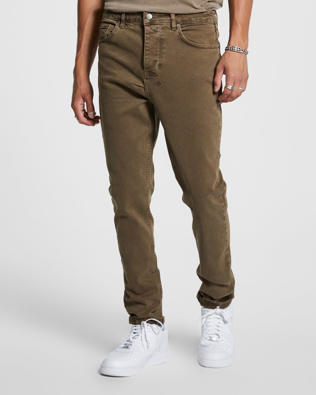 Mens Wolfgang Clay Tapered Denim Jeans - Brown