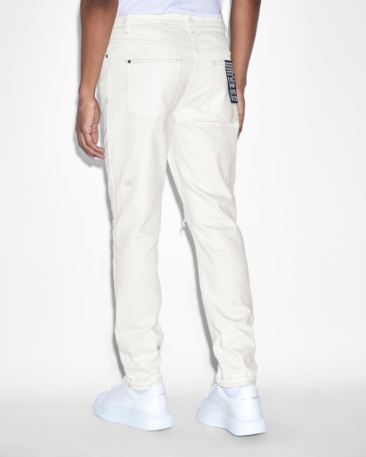 Mens Wolfgang Ivory Repair Tapered Denim Jeans - White