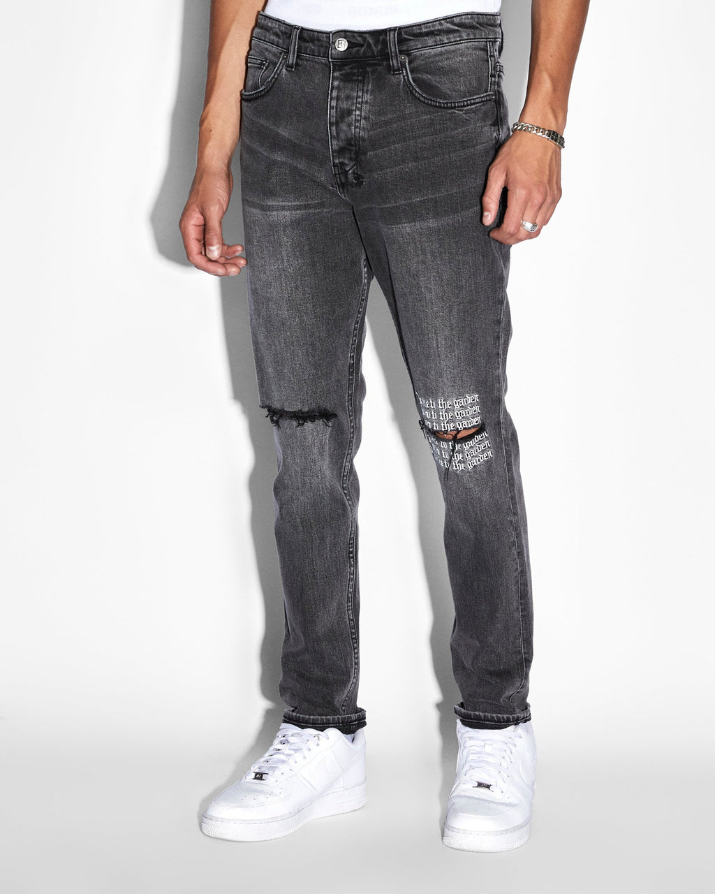 Mens Wolfgang Rose Garden Tapered Denim Jeans - Black