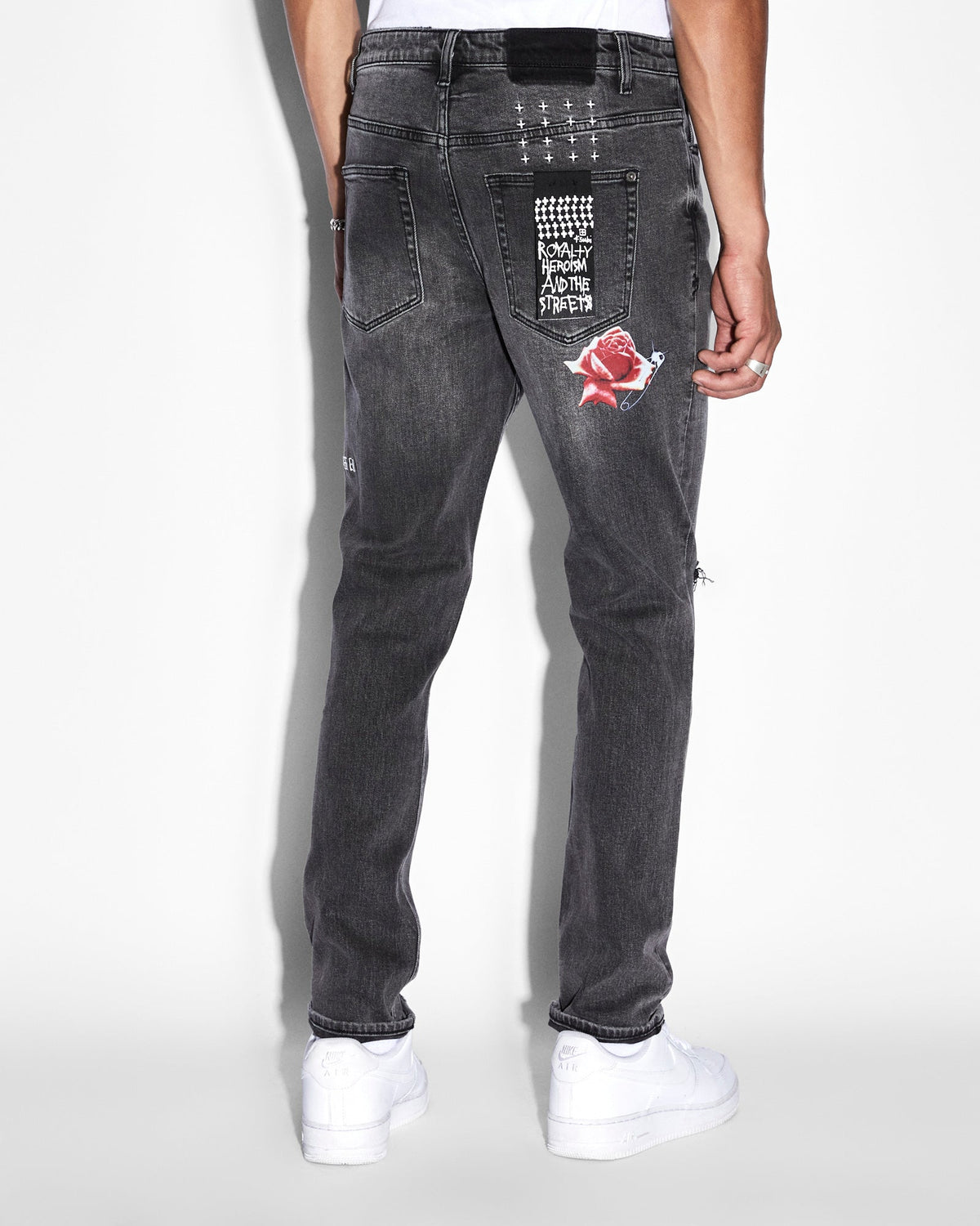 Mens Wolfgang Rose Garden Tapered Denim Jeans - Black