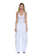 Womens Barrel Jean Cargo Fresh Barrel Leg Denim Jeans - White