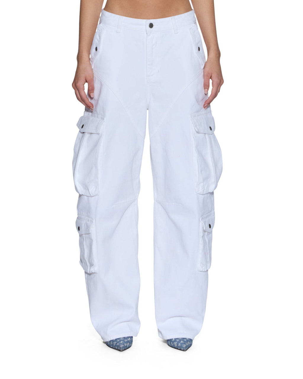 Womens Barrel Jean Cargo Fresh Barrel Leg Denim Jeans - White