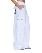 Womens Barrel Jean Cargo Fresh Barrel Leg Denim Jeans - White