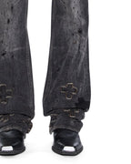 Mens Bronko Asher Black Shotgun Bootcut Denim Jeans - Grey
