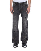 Mens Bronko Asher Black Shotgun Bootcut Denim Jeans - Grey