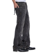 Mens Bronko Asher Black Shotgun Bootcut Denim Jeans - Grey