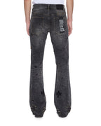Mens Bronko Asher Black Shotgun Bootcut Denim Jeans - Grey